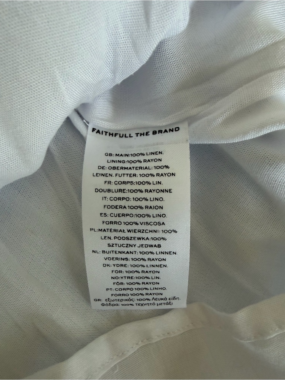 Faithfull The Brand Almero Mini Dress - Plain White Size 4 Linen NWT - Picture 6 of 6